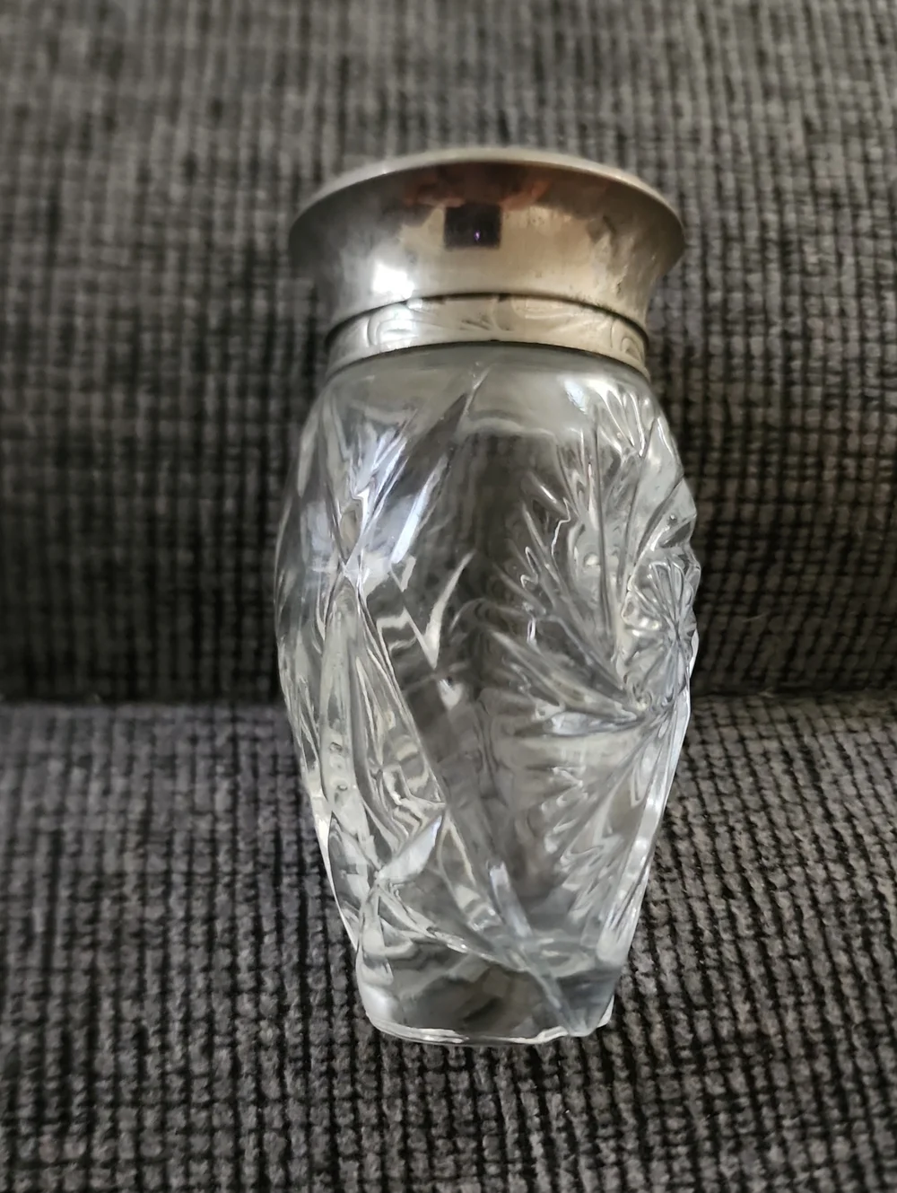Ralph Lauren Body Lotion Bottle Cut Glass/ Silverplated Lid Vintage 1989 Empty